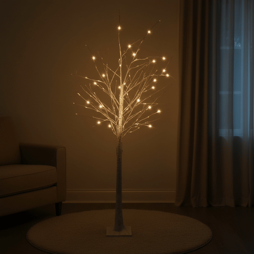 Pre-Lit White Birch Twig Tree-Christmas Decor-GloBrite-4ft-DREIBACH
