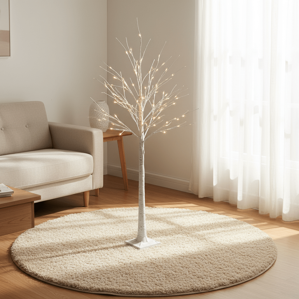 Pre-Lit White Birch Twig Tree-Christmas Decor-GloBrite-4ft-DREIBACH