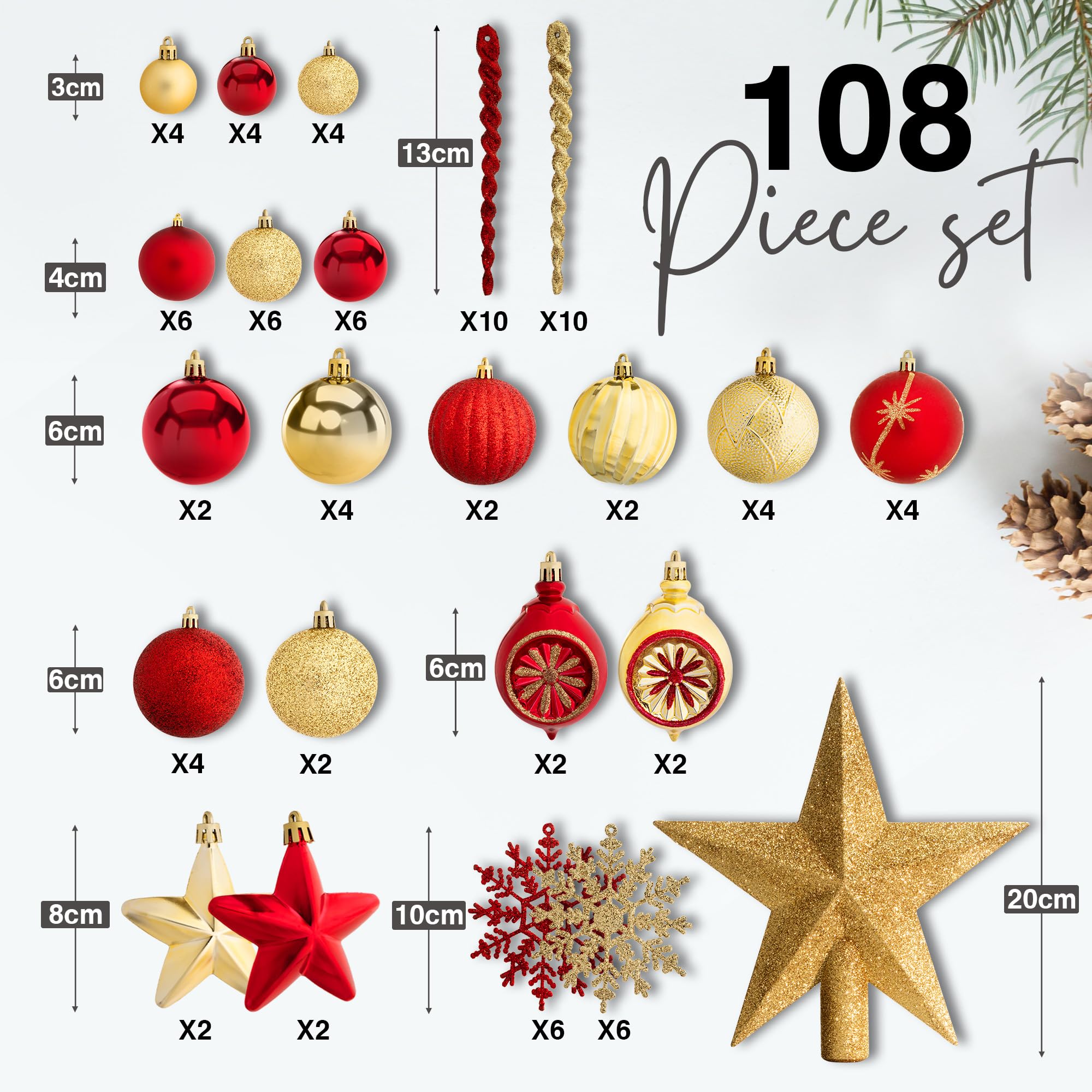 Red & Gold 108 Bauble Set-Christmas Decor-SA Products-DREIBACH