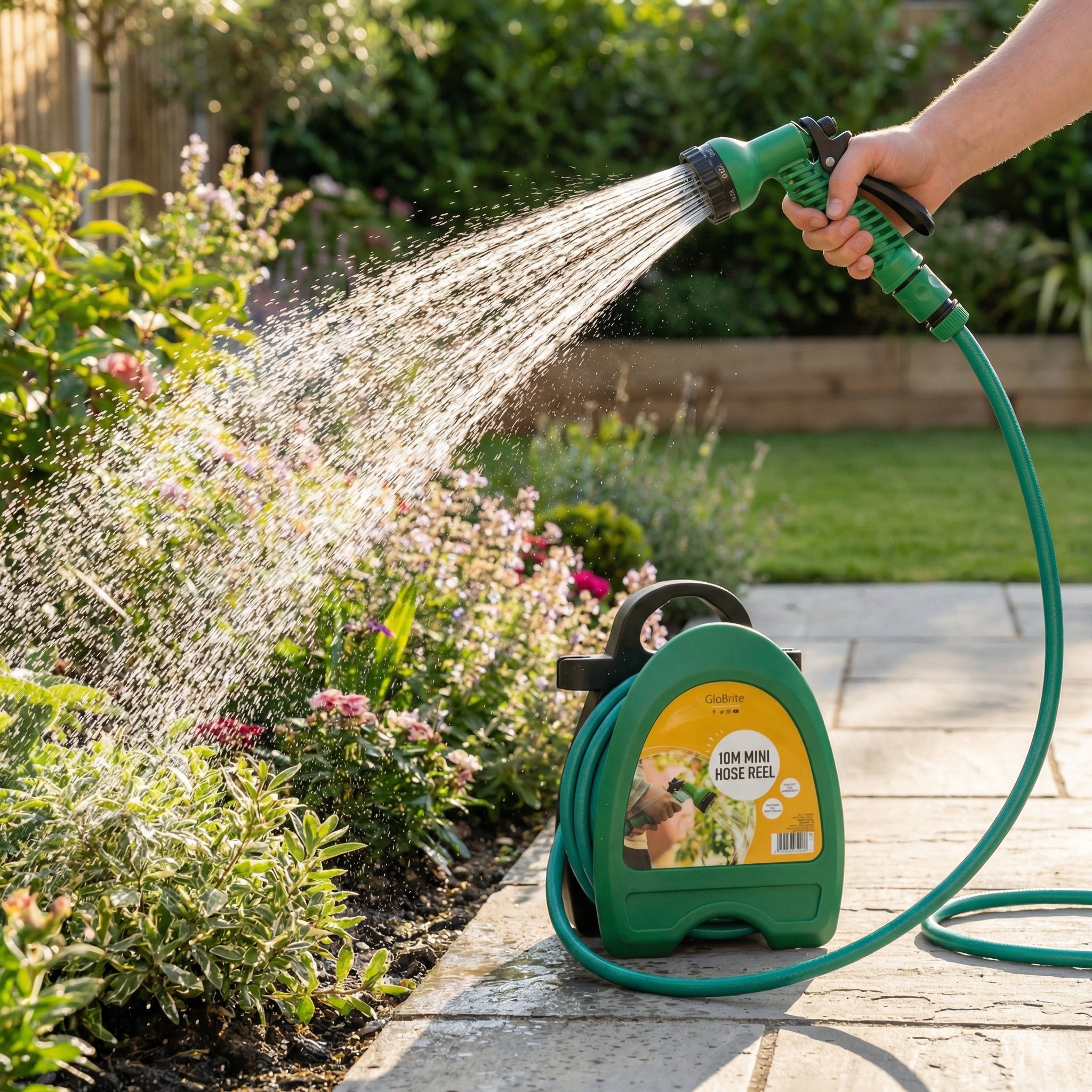 Retractable Hose Reel with Spray Gun-Garden & Outdoor-GloBrite-DREIBACH
