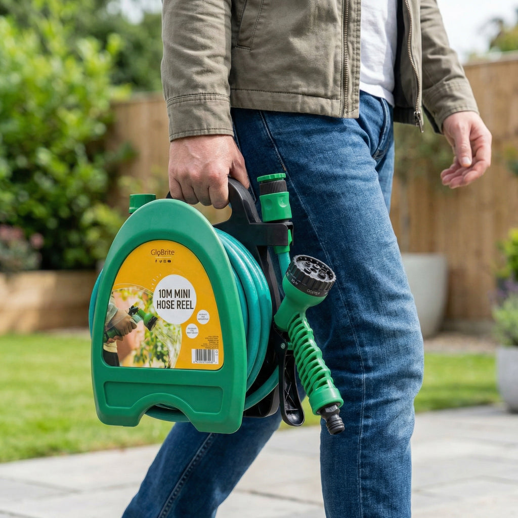 Retractable Hose Reel with Spray Gun-Garden & Outdoor-GloBrite-DREIBACH
