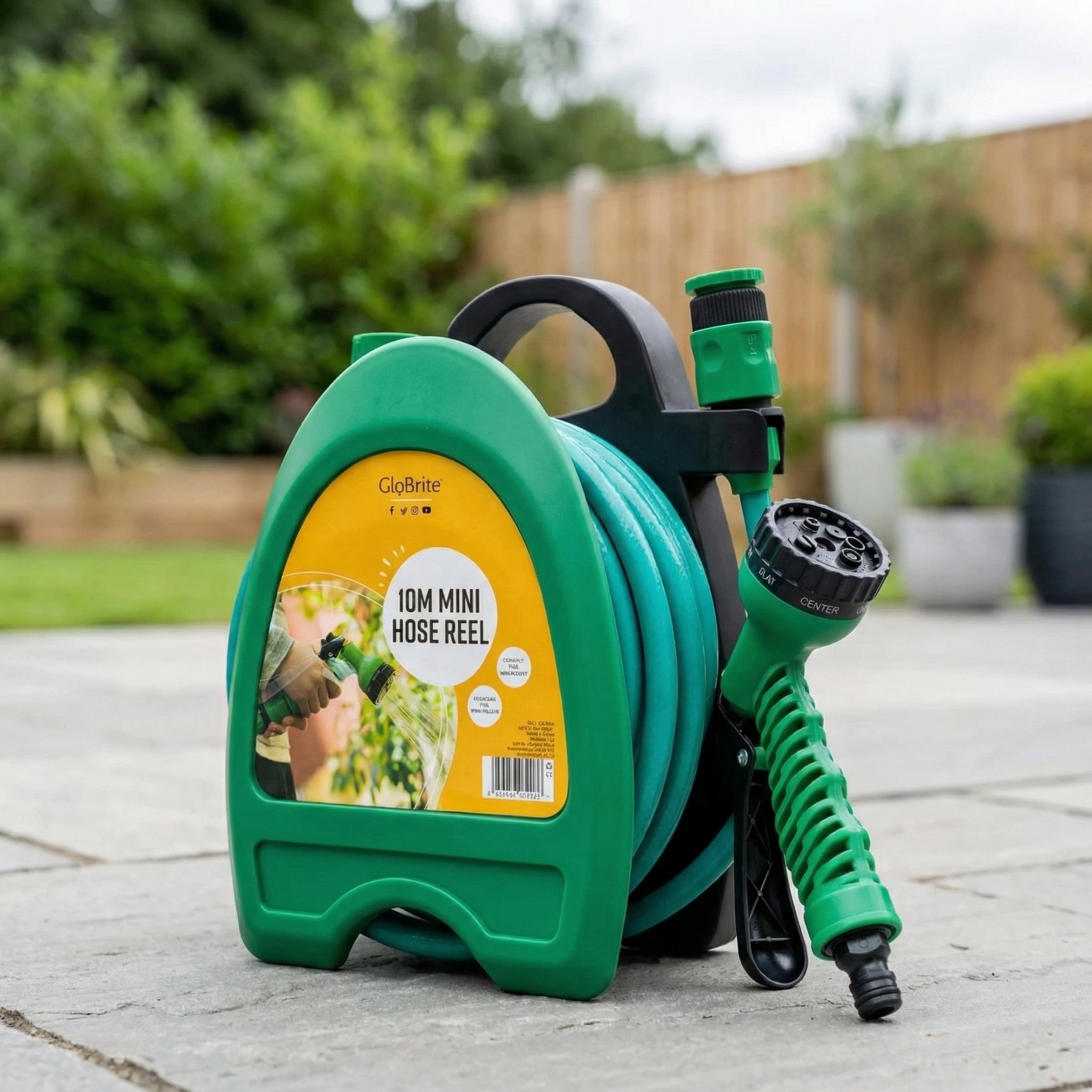Retractable Hose Reel with Spray Gun-Garden & Outdoor-GloBrite-DREIBACH