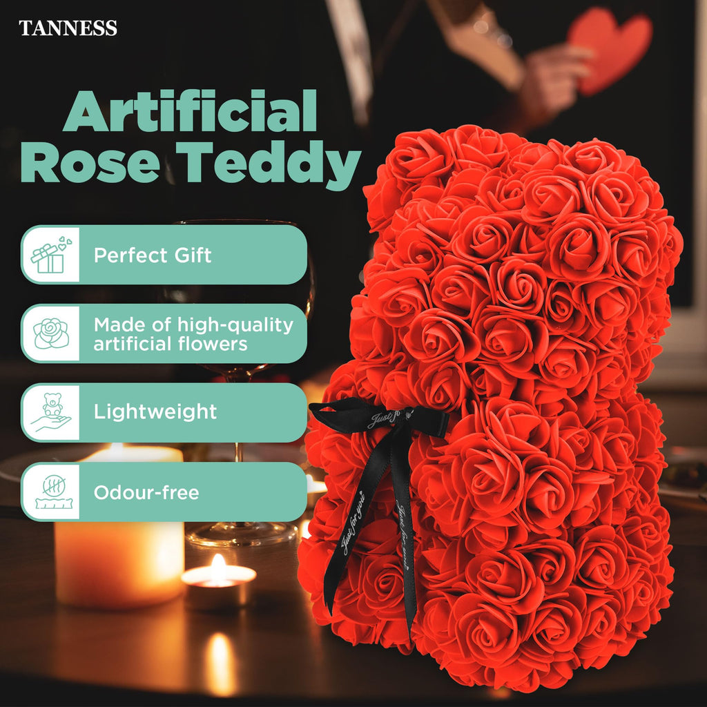 Rose Bear with Gift Box-Christmas Decor-TANNESS-Hot Pink-DREIBACH