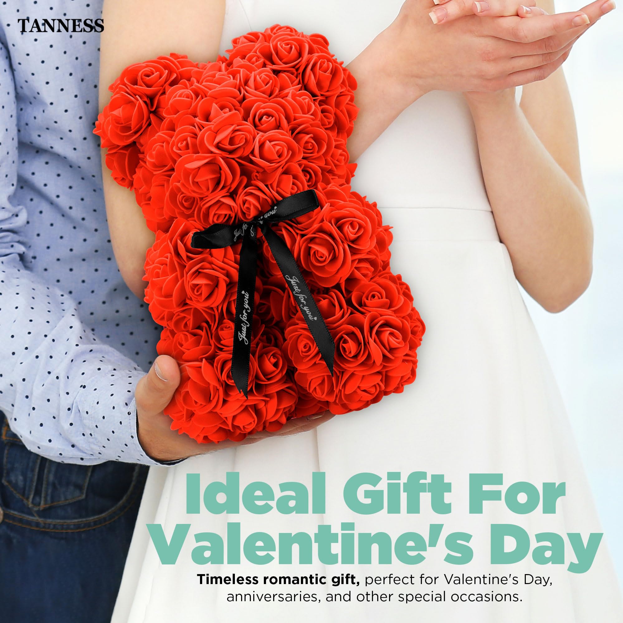 Rose Bear with Gift Box-Christmas Decor-TANNESS-Hot Pink-DREIBACH