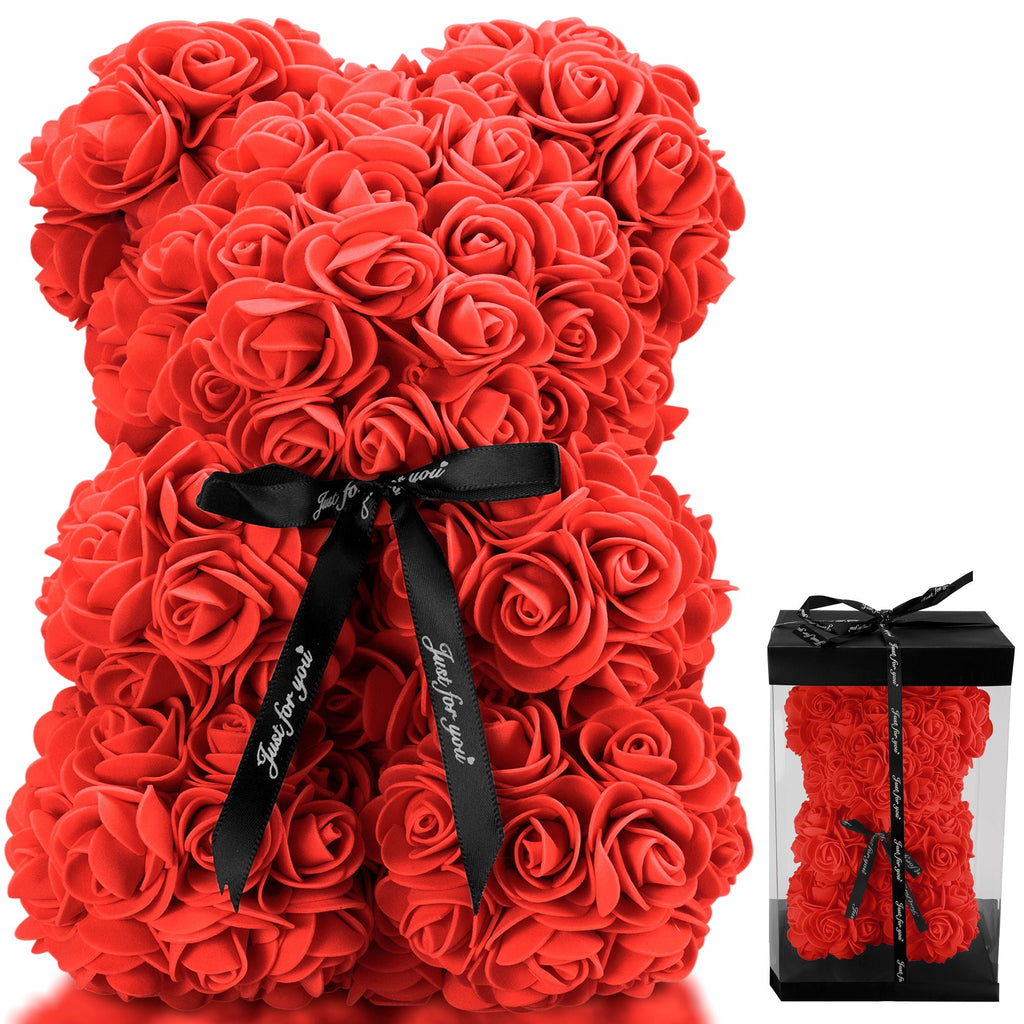 Rose Bear with Gift Box-Christmas Decor-TANNESS-Hot Pink-DREIBACH