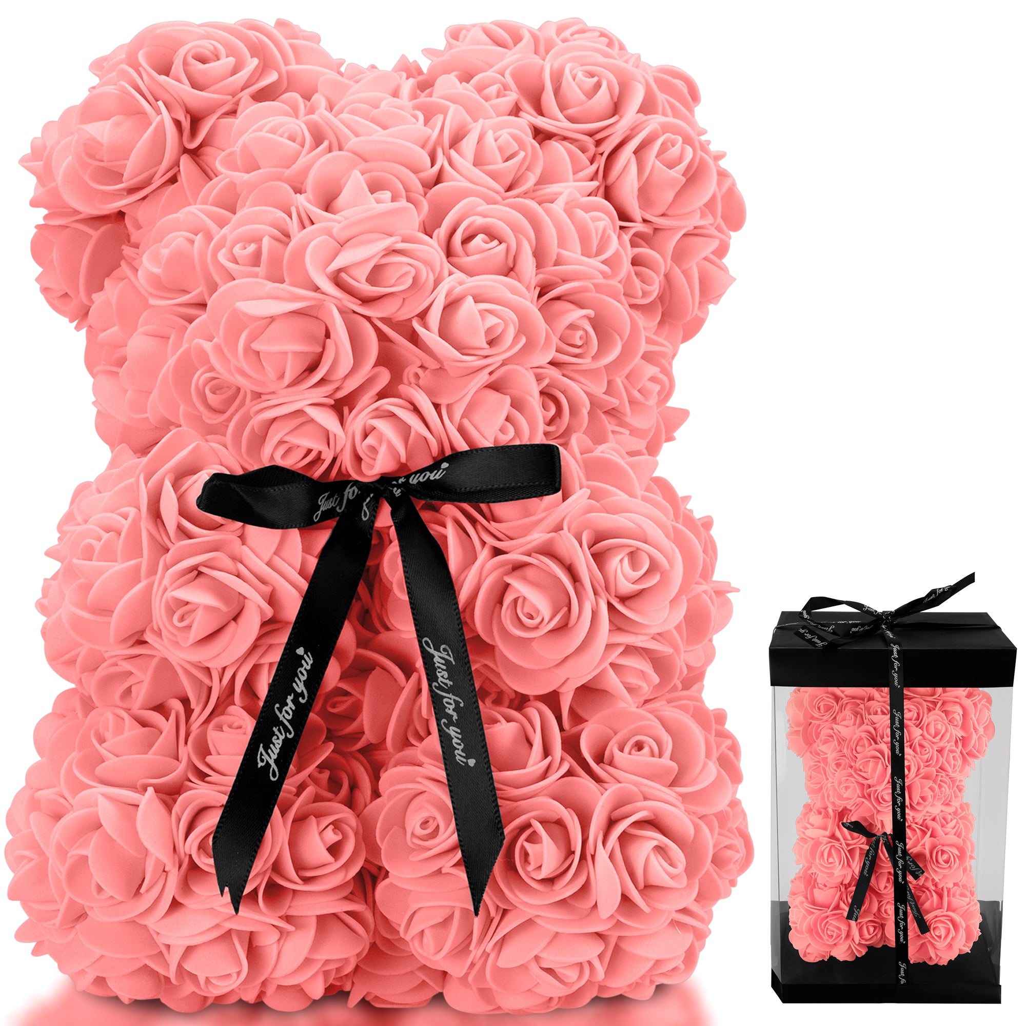 Rose Bear with Gift Box-Christmas Decor-TANNESS-Hot Pink-DREIBACH