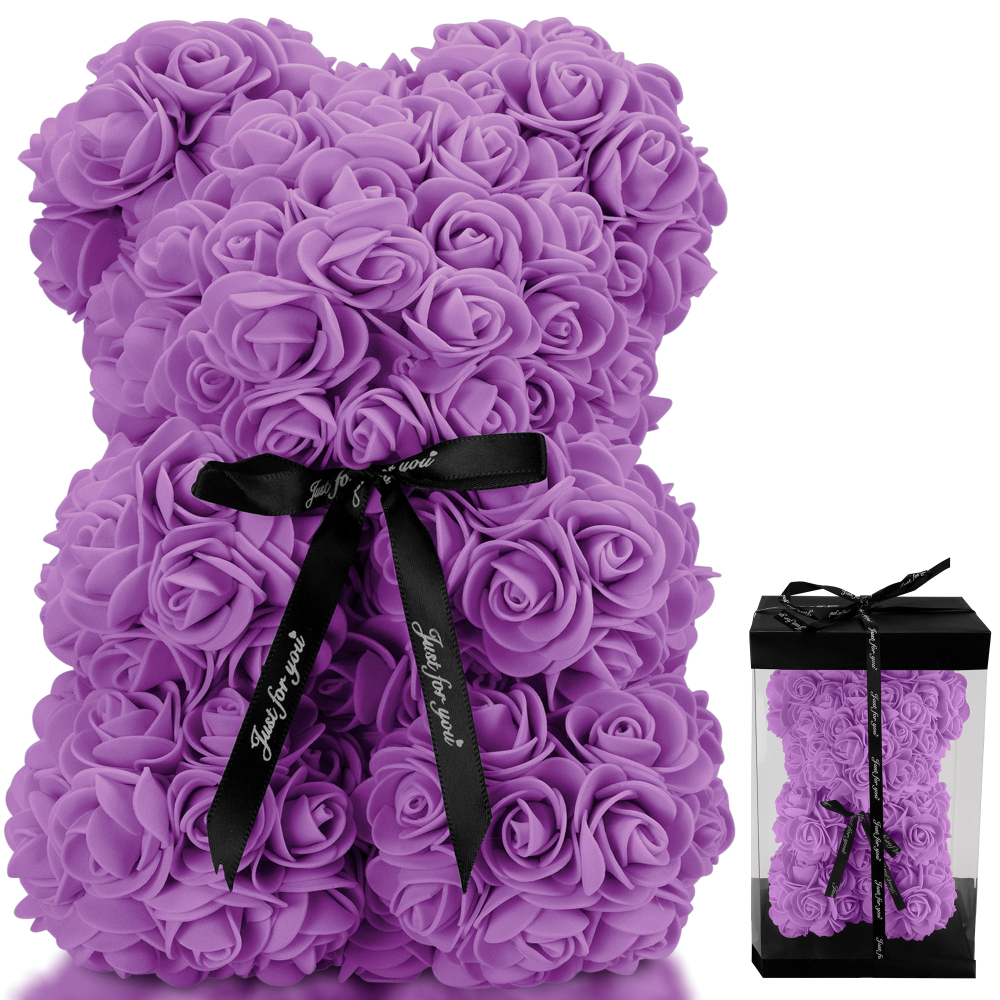 Rose Bear with Gift Box-Christmas Decor-TANNESS-Hot Pink-DREIBACH