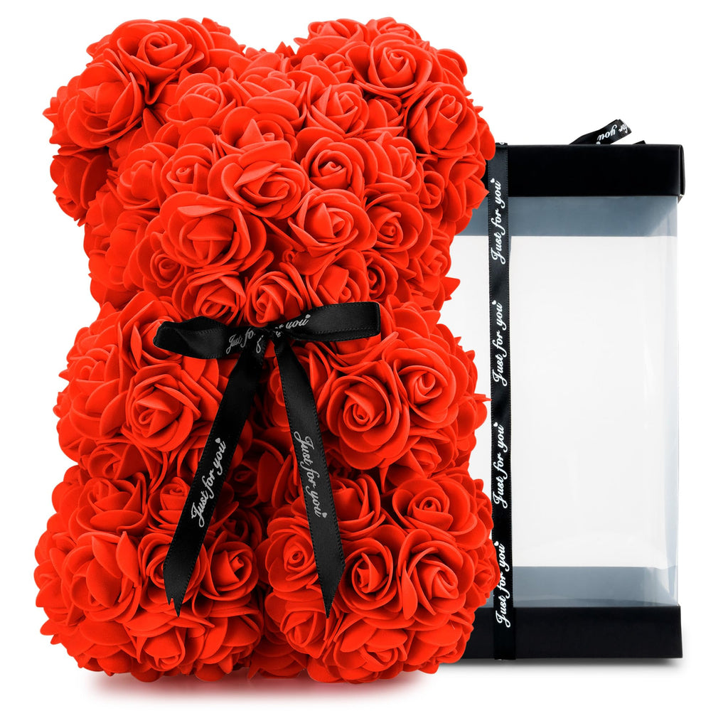 Rose Bear with Gift Box-Christmas Decor-TANNESS-Hot Pink-DREIBACH