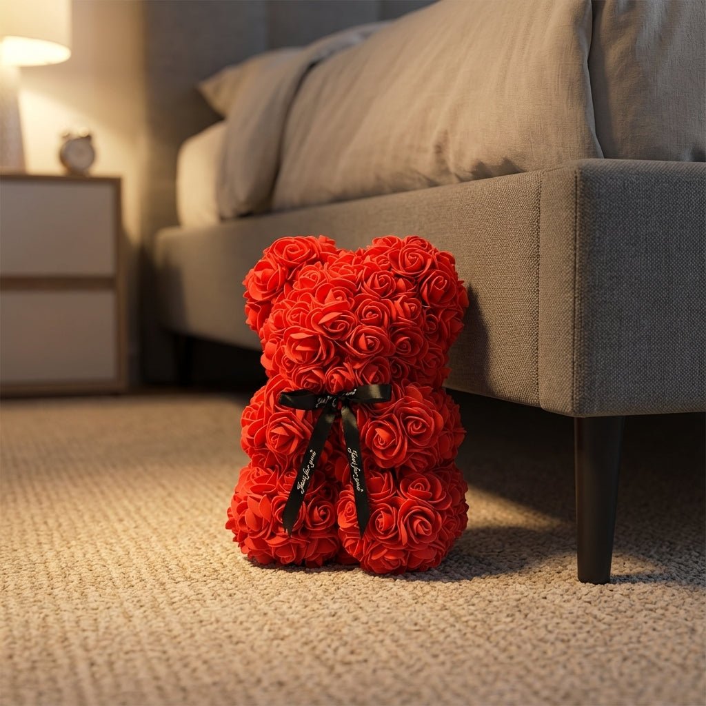 Rose Bear with Gift Box-Christmas Decor-TANNESS-Red-DREIBACH