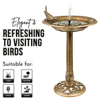 SA Products Solar Bird Bath - Drinking Water Bowl with Sun-Powered Fountain for Garden Birds - Decorative Standing Outdoor Bird Bath Dish in a Rustic Bronze Finish for Lawn, Backyard, Aviary - 80x50cm-SA Products-DREIBACH