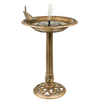 SA Products Solar Bird Bath - Drinking Water Bowl with Sun-Powered Fountain for Garden Birds - Decorative Standing Outdoor Bird Bath Dish in a Rustic Bronze Finish for Lawn, Backyard, Aviary - 80x50cm-SA Products-DREIBACH