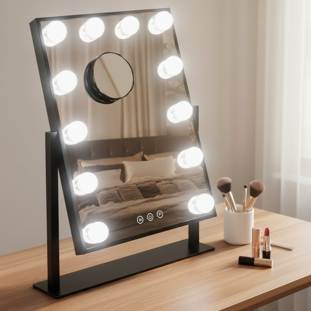 Small Hollywood Makeup Mirror-Home & Living-GloBrite-Black - 9 LED-DREIBACH