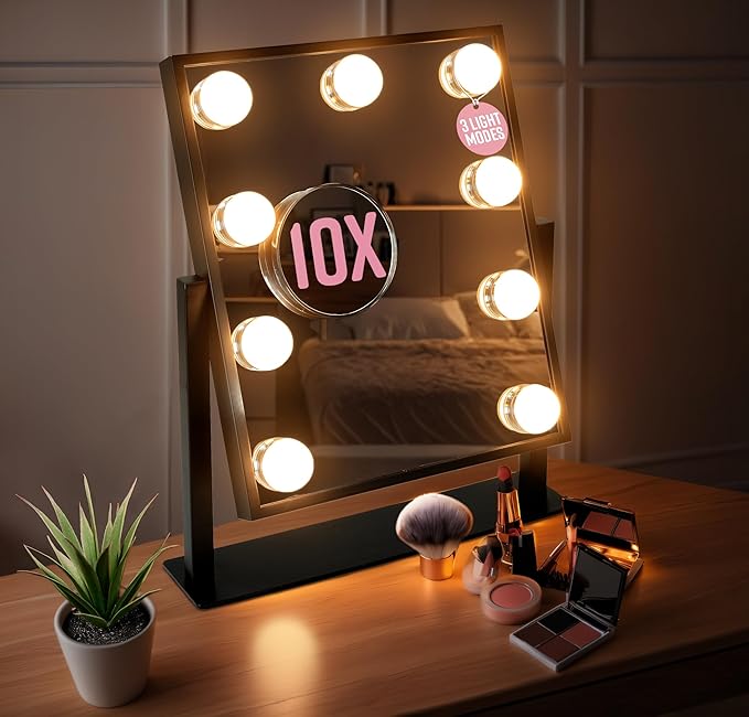 Small Hollywood Makeup Mirror-Home & Living-GloBrite-Black - 9 LED-DREIBACH