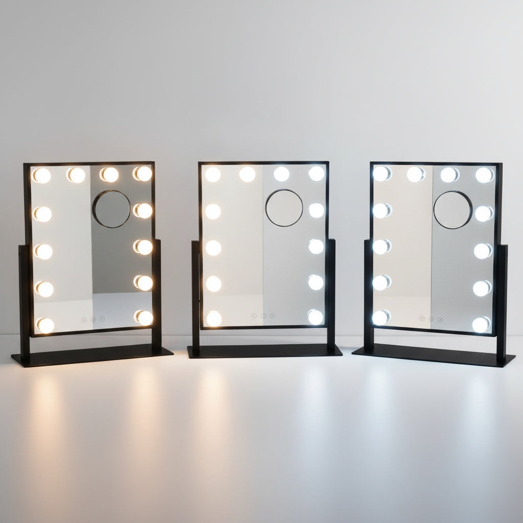 Small Hollywood Makeup Mirror-Home & Living-GloBrite-Black - 9 LED-DREIBACH