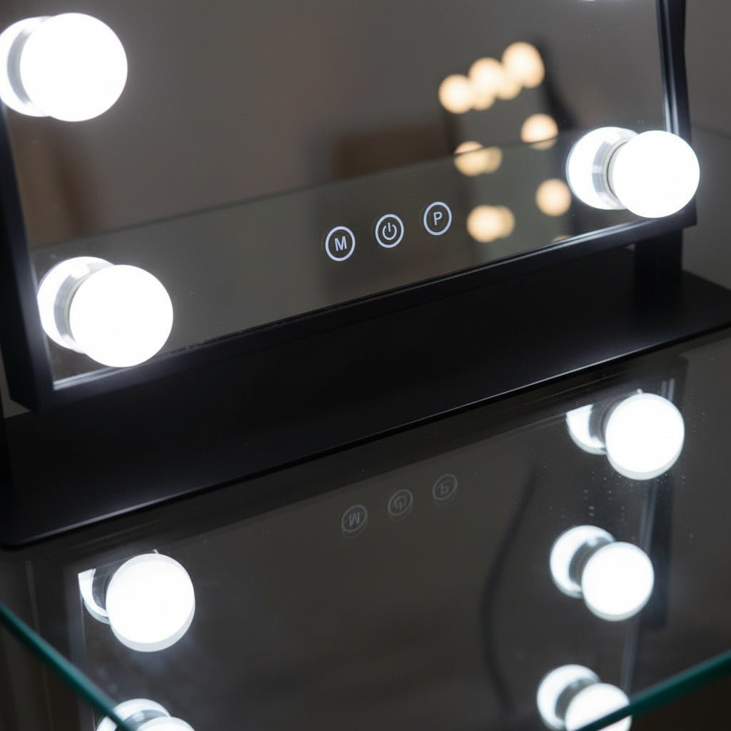 Small Hollywood Makeup Mirror-Home & Living-GloBrite-Black - 9 LED-DREIBACH