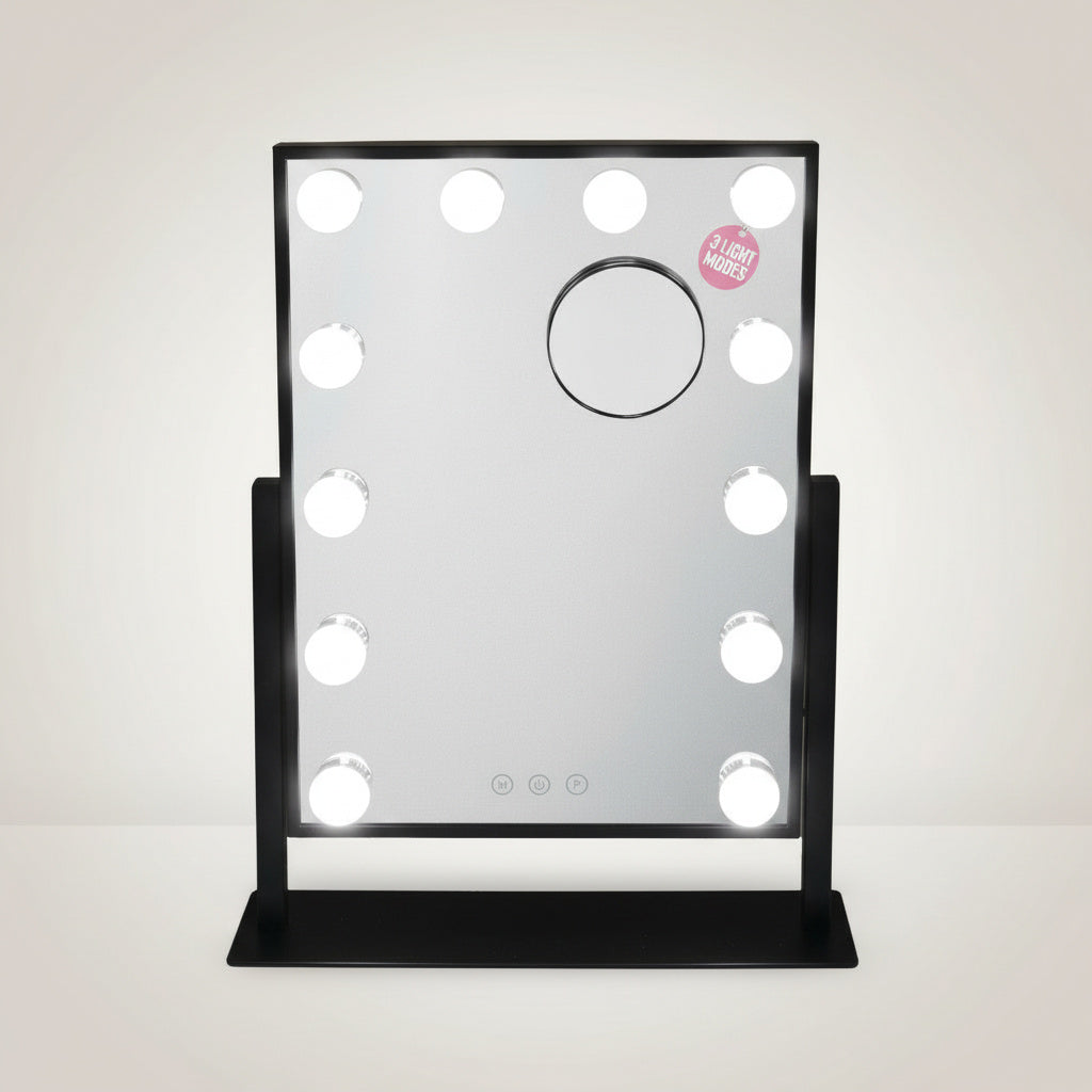 Small Hollywood Makeup Mirror-Home & Living-GloBrite-Black - 9 LED-DREIBACH