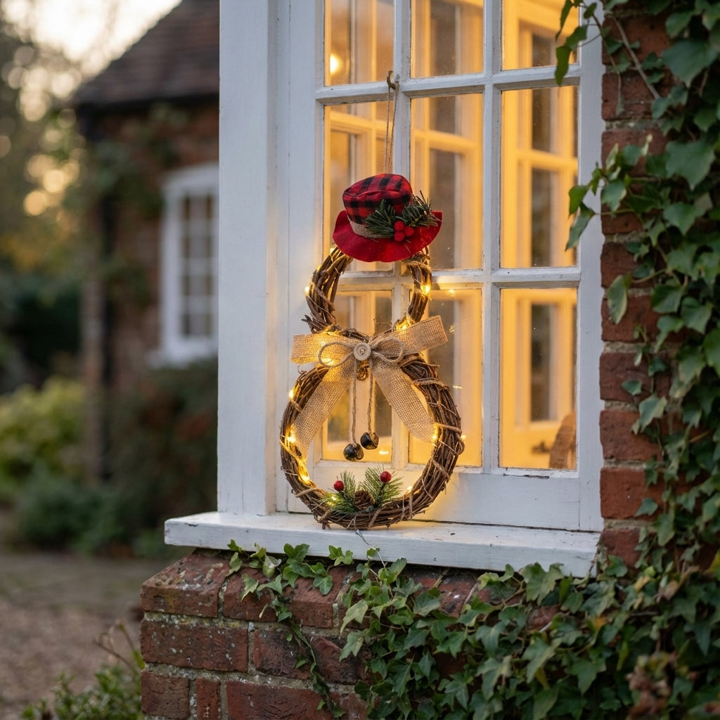 LED Snowman Christmas Wreath