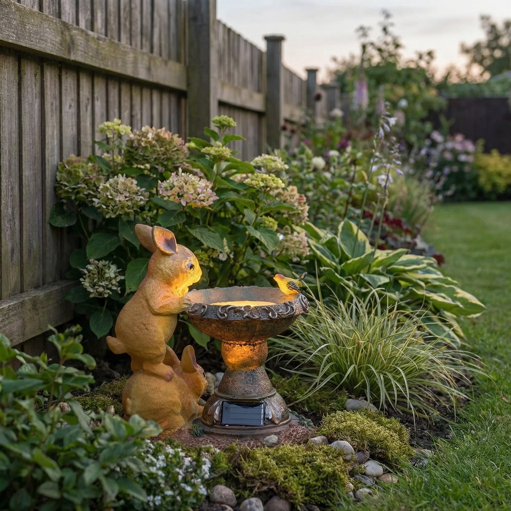 Solar Rabbits & Bird Statue-Garden & Outdoor-GloBrite-DREIBACH