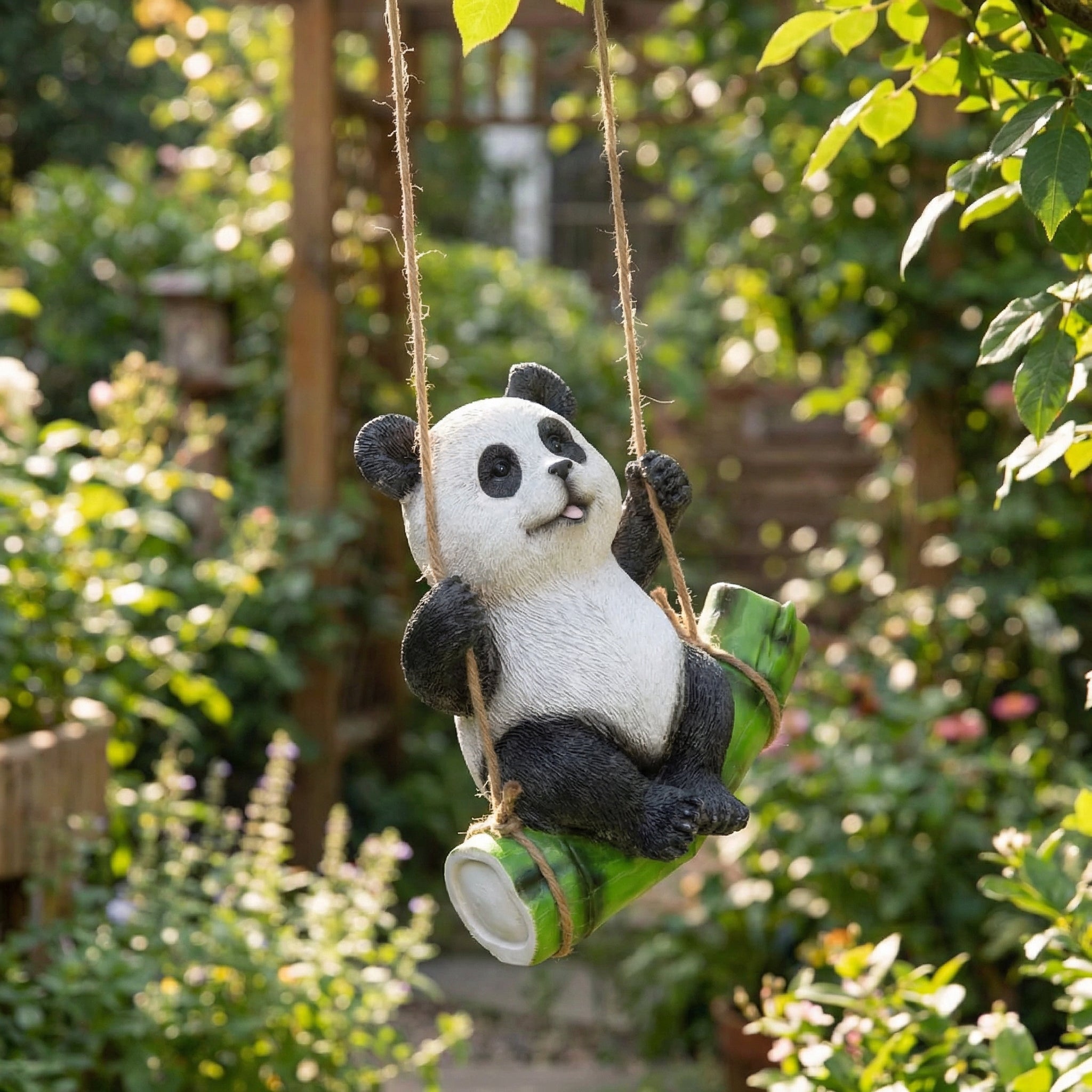 Swinging Panda Garden Statue-Garden & Outdoor-GloBrite-DREIBACH