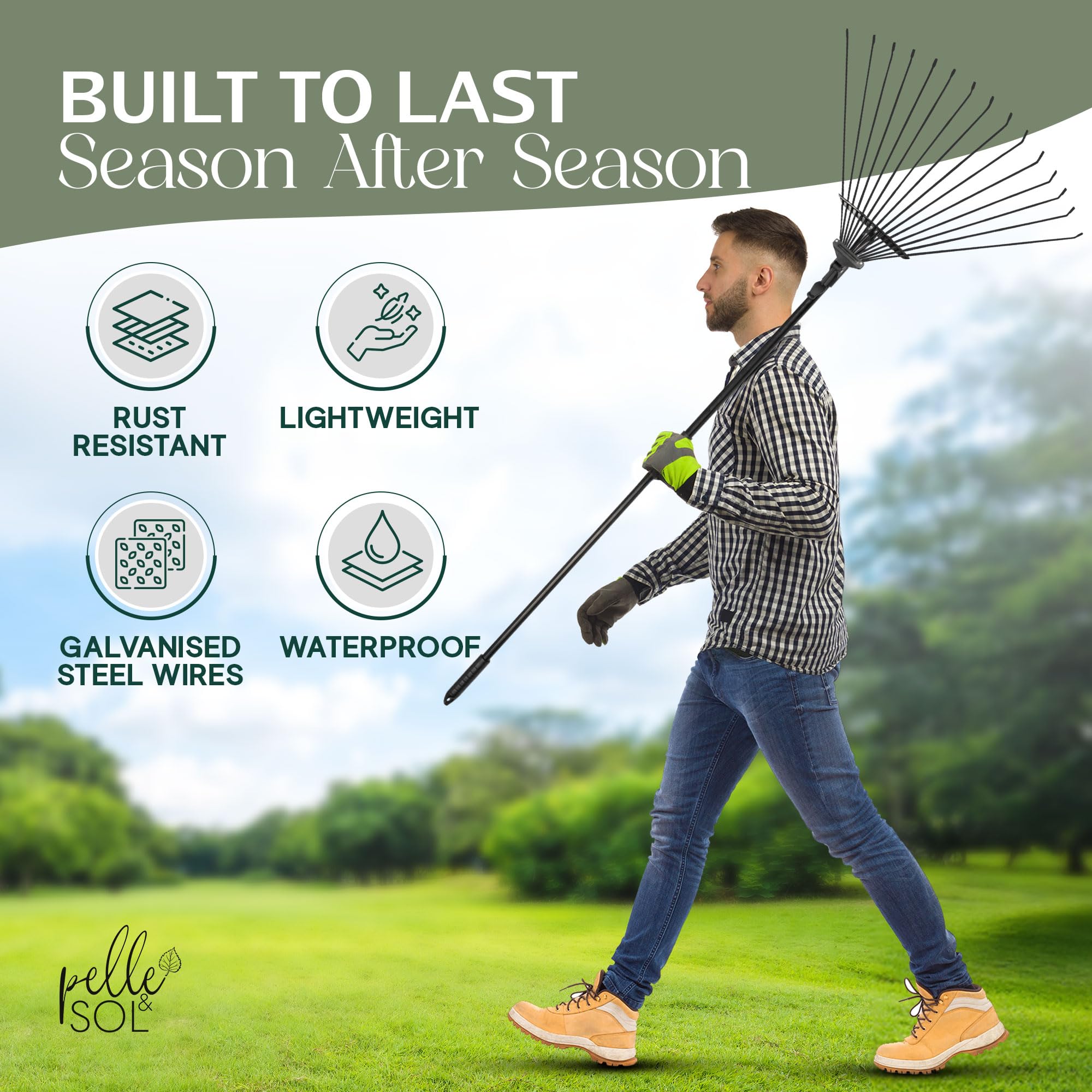 Telescopic Garden Leaf Rake-Garden & Outdoor-Pelle & Sol-DREIBACH