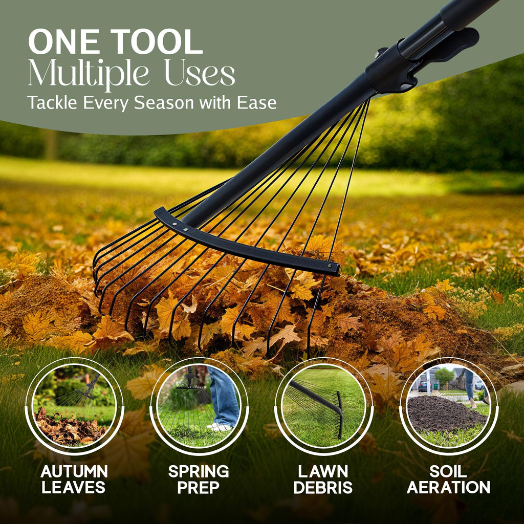 Telescopic Garden Leaf Rake-Garden & Outdoor-Pelle & Sol-DREIBACH
