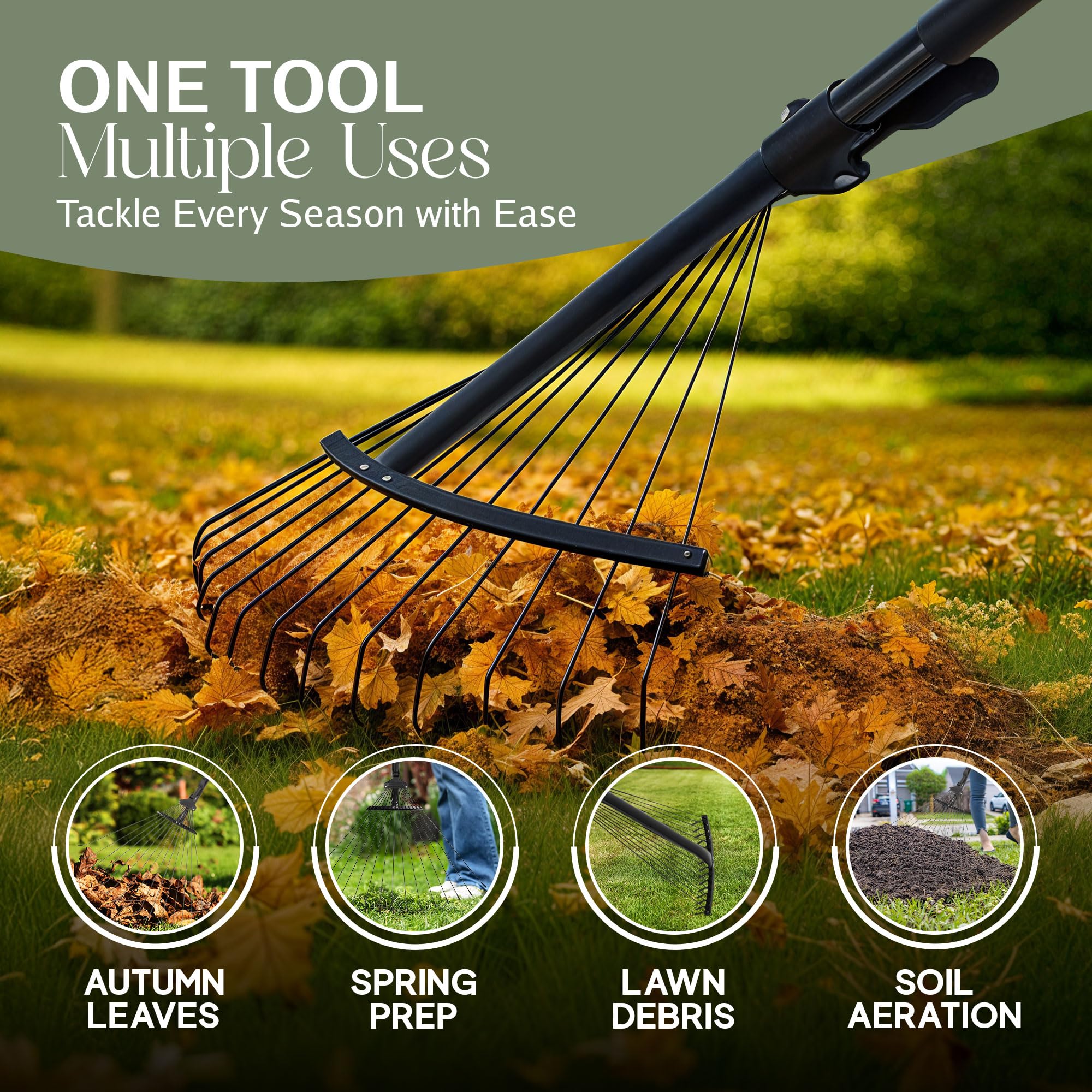 Telescopic Garden Leaf Rake-Garden & Outdoor-Pelle & Sol-DREIBACH