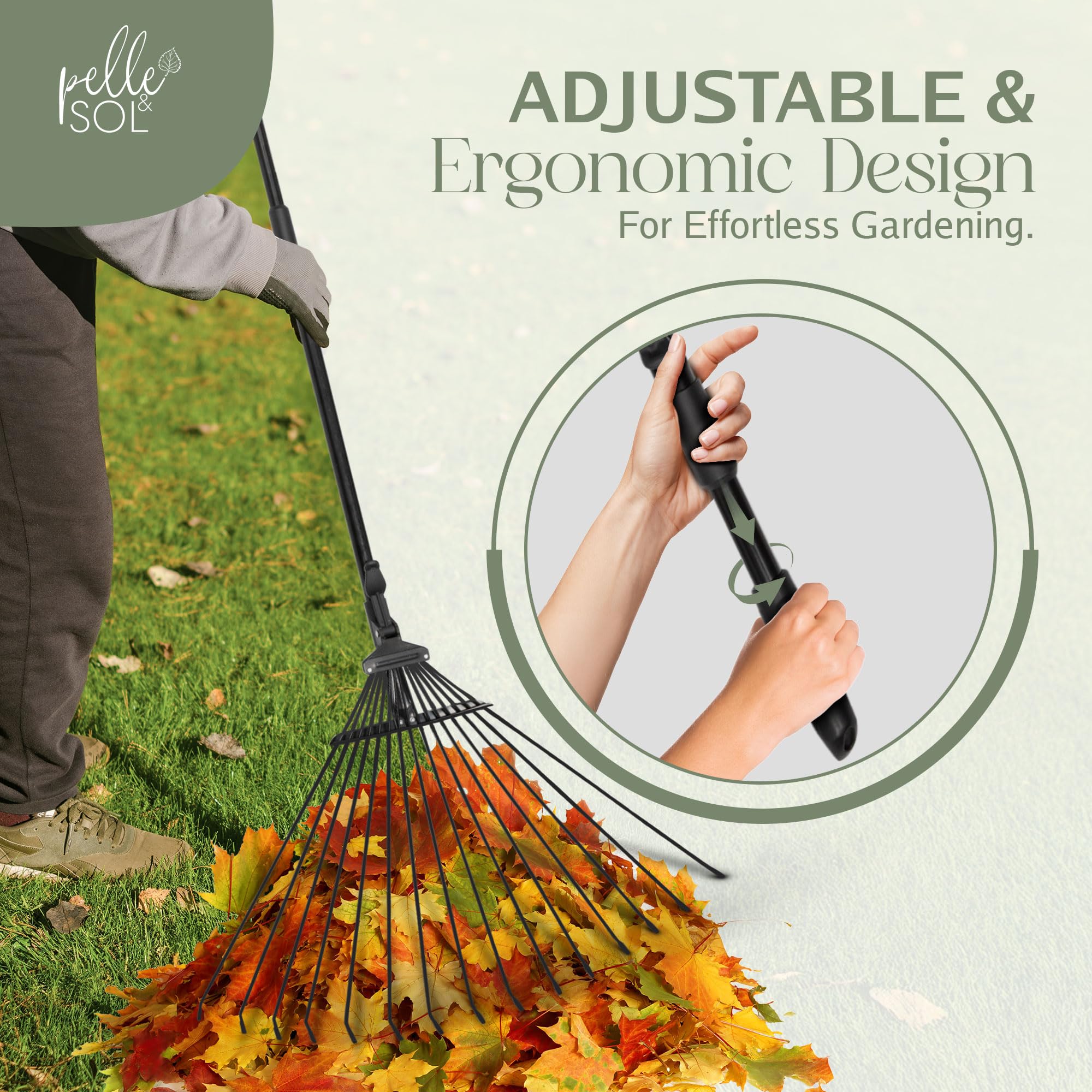 Telescopic Garden Leaf Rake-Garden & Outdoor-Pelle & Sol-DREIBACH