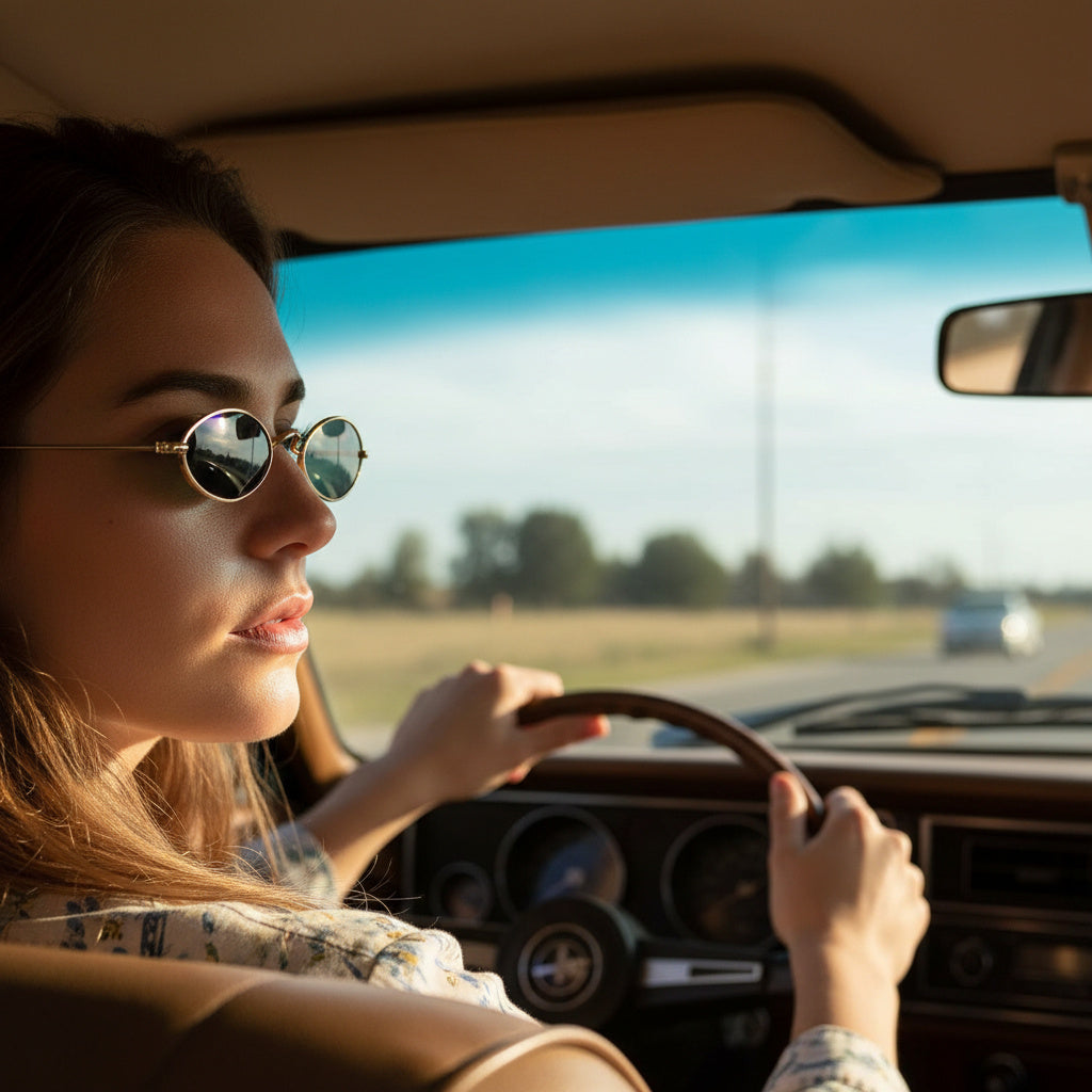 Vintage Oval Polarised Sunglasses-Clothing & Accessories-Sasha Morel-Sky Blue-DREIBACH