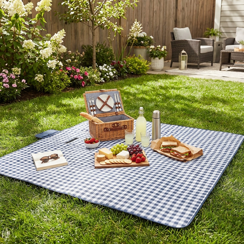 Waterproof Picnic Blanket-Garden & Outdoor-Pelle & Sol-Blue-DREIBACH