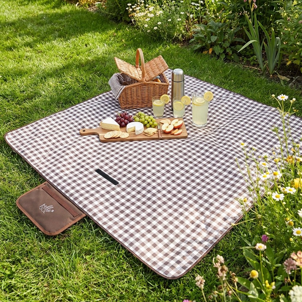Waterproof Picnic Blanket-Garden & Outdoor-Pelle & Sol-Brown-DREIBACH
