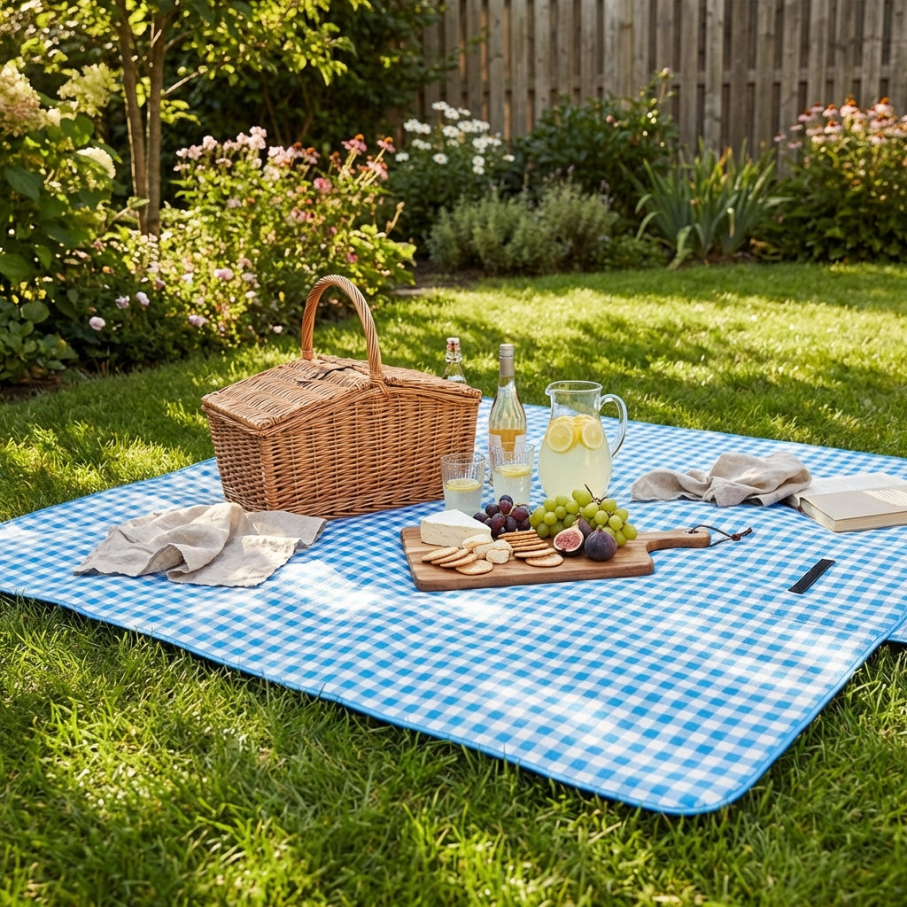 Waterproof Picnic Blanket-Garden & Outdoor-Pelle & Sol-Light Blue-DREIBACH