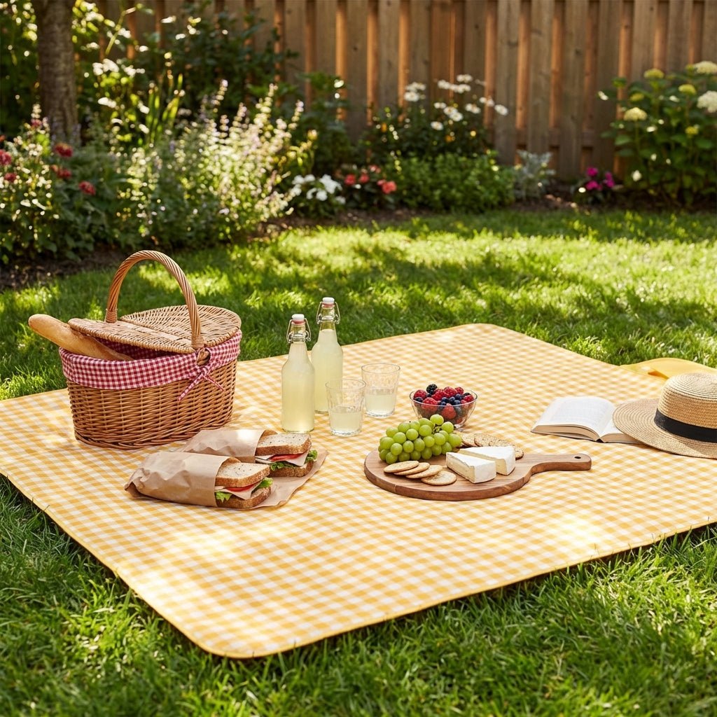 Waterproof Picnic Blanket-Garden & Outdoor-Pelle & Sol-Yellow-DREIBACH
