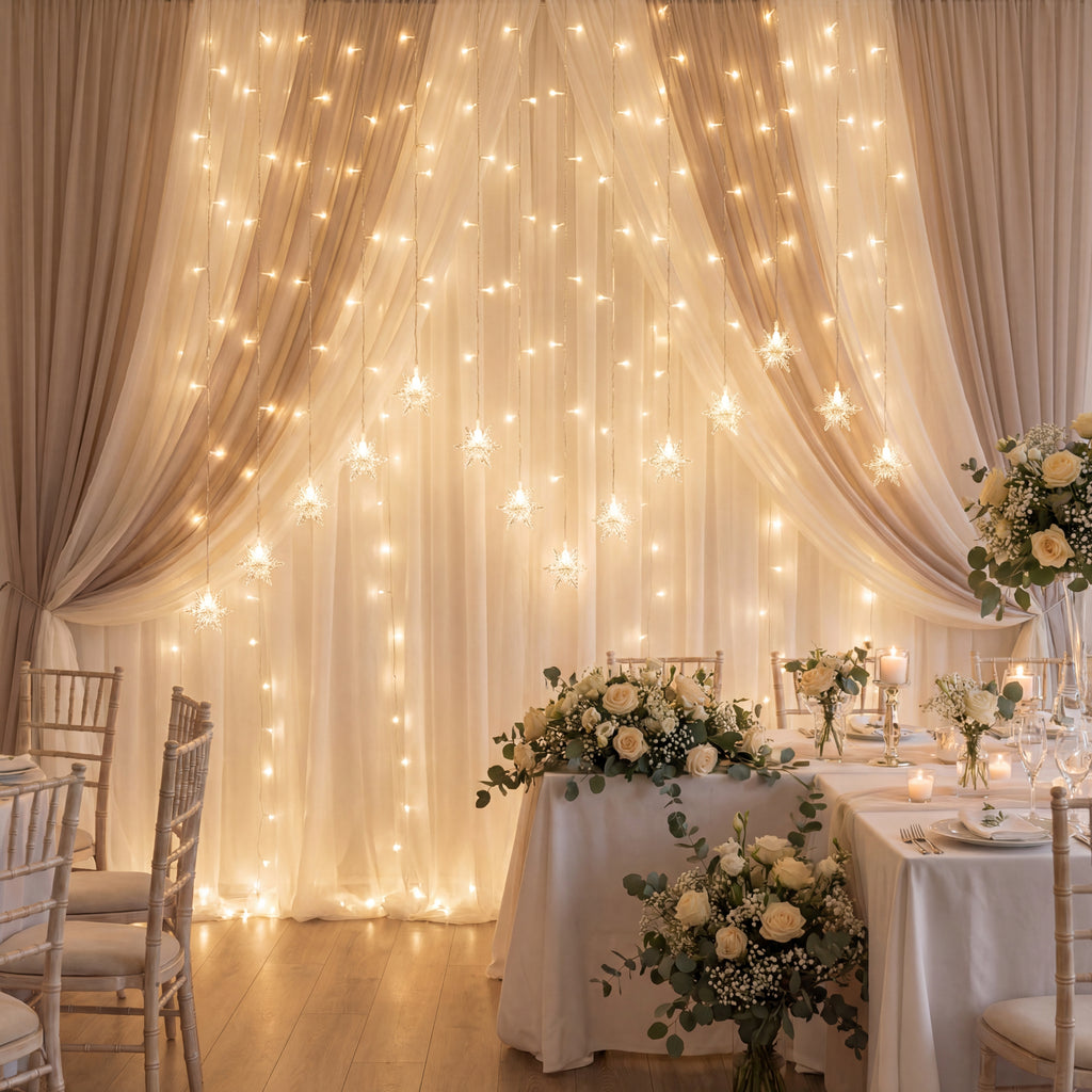 Window Curtain Lights-Christmas Decor-GloBrite-Snowflake - Warm-DREIBACH