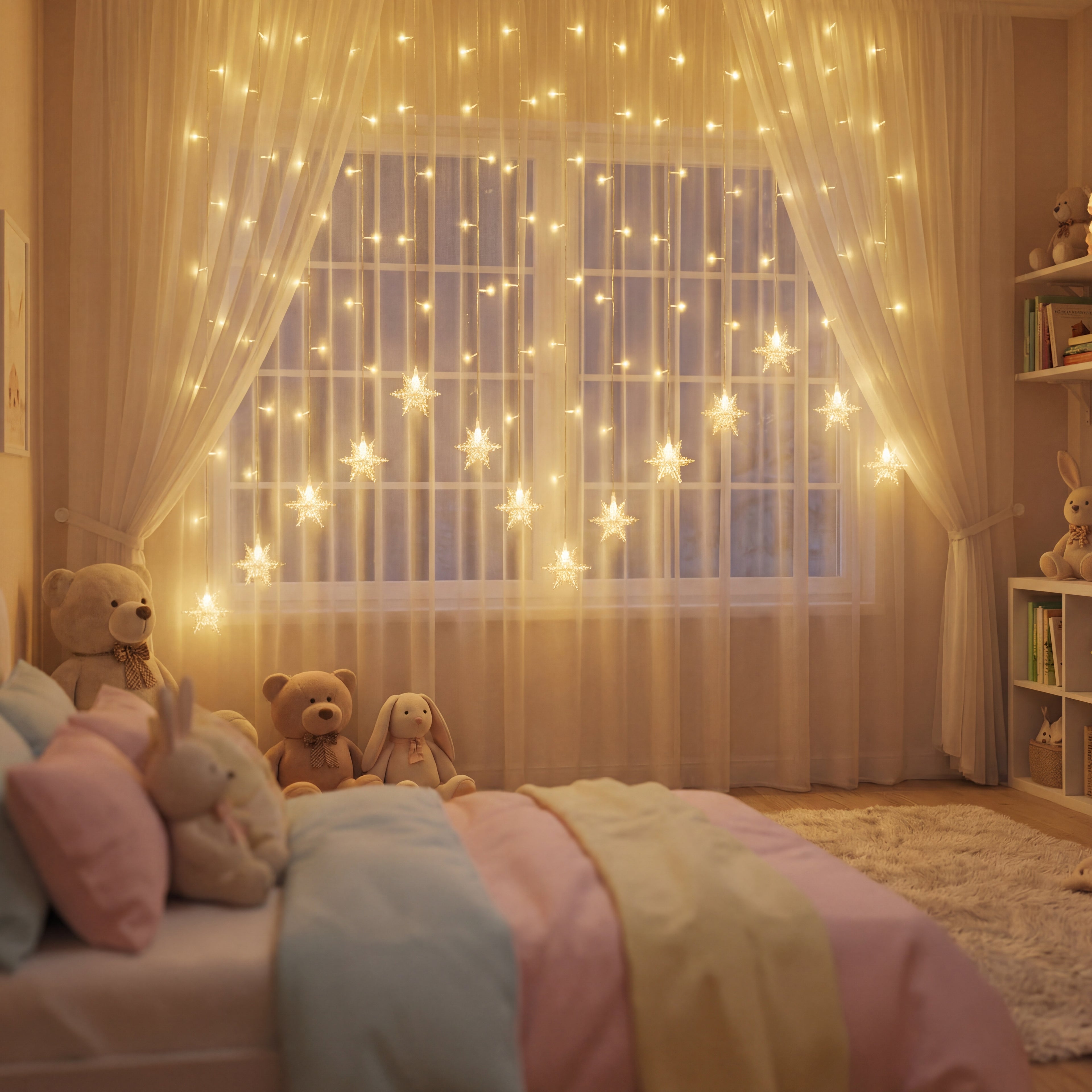 Window Curtain Lights-Christmas Decor-GloBrite-Snowflake - Warm-DREIBACH