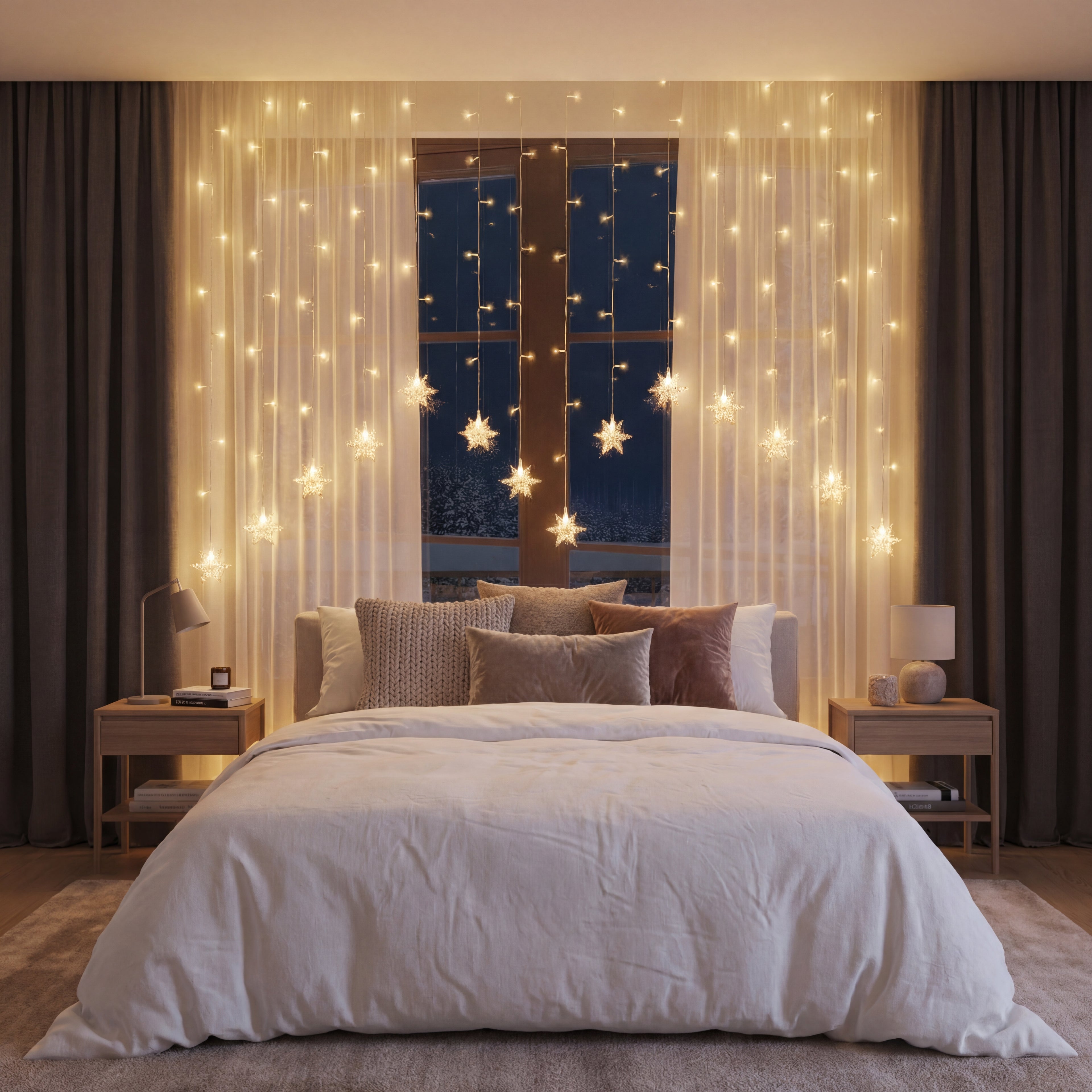 Window Curtain Lights-Christmas Decor-GloBrite-Snowflake - Warm-DREIBACH