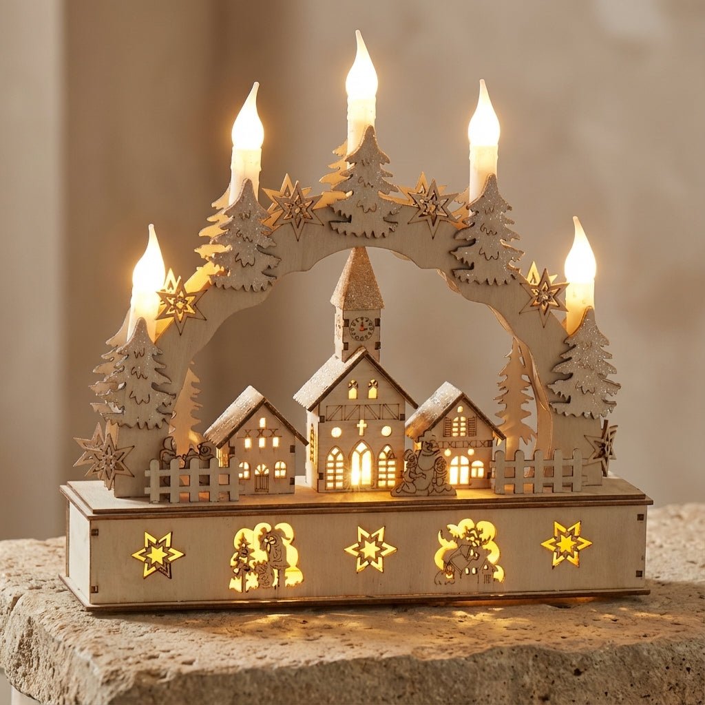Wooden Candle Town-Christmas Decor-GloBrite-DREIBACH