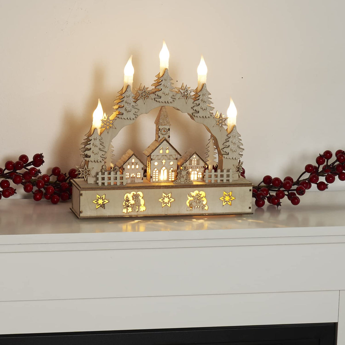 Wooden Candle Town-Christmas Decor-GloBrite-DREIBACH
