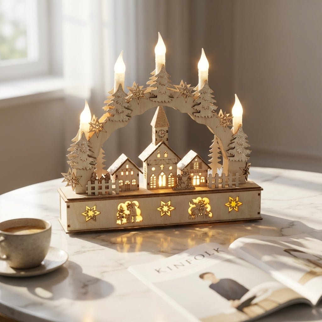 Wooden Candle Town-Christmas Decor-GloBrite-DREIBACH