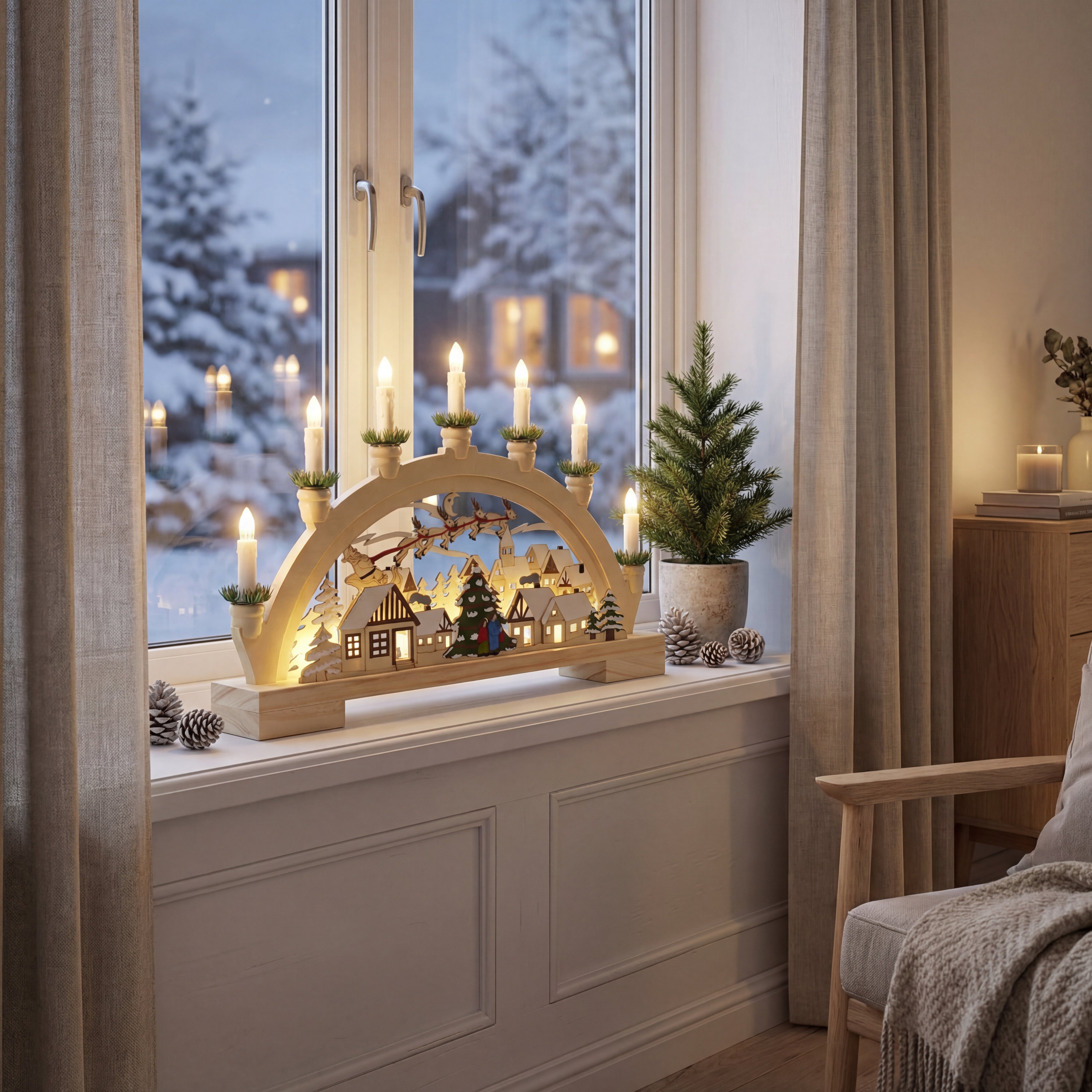 Wooden Christmas Candle Holder-Christmas Decor-GloBrite-DREIBACH