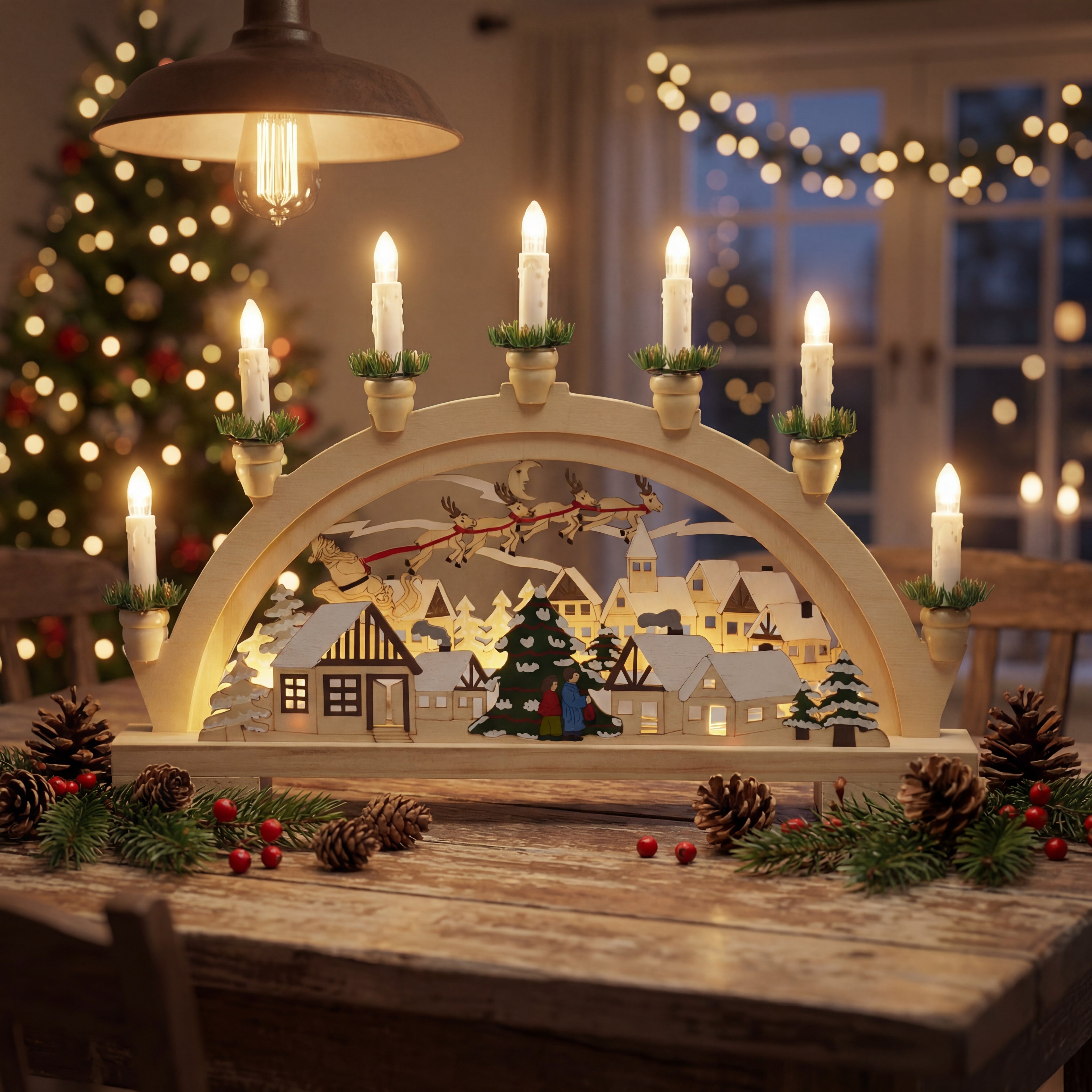 Wooden Christmas Candle Holder-Christmas Decor-GloBrite-DREIBACH