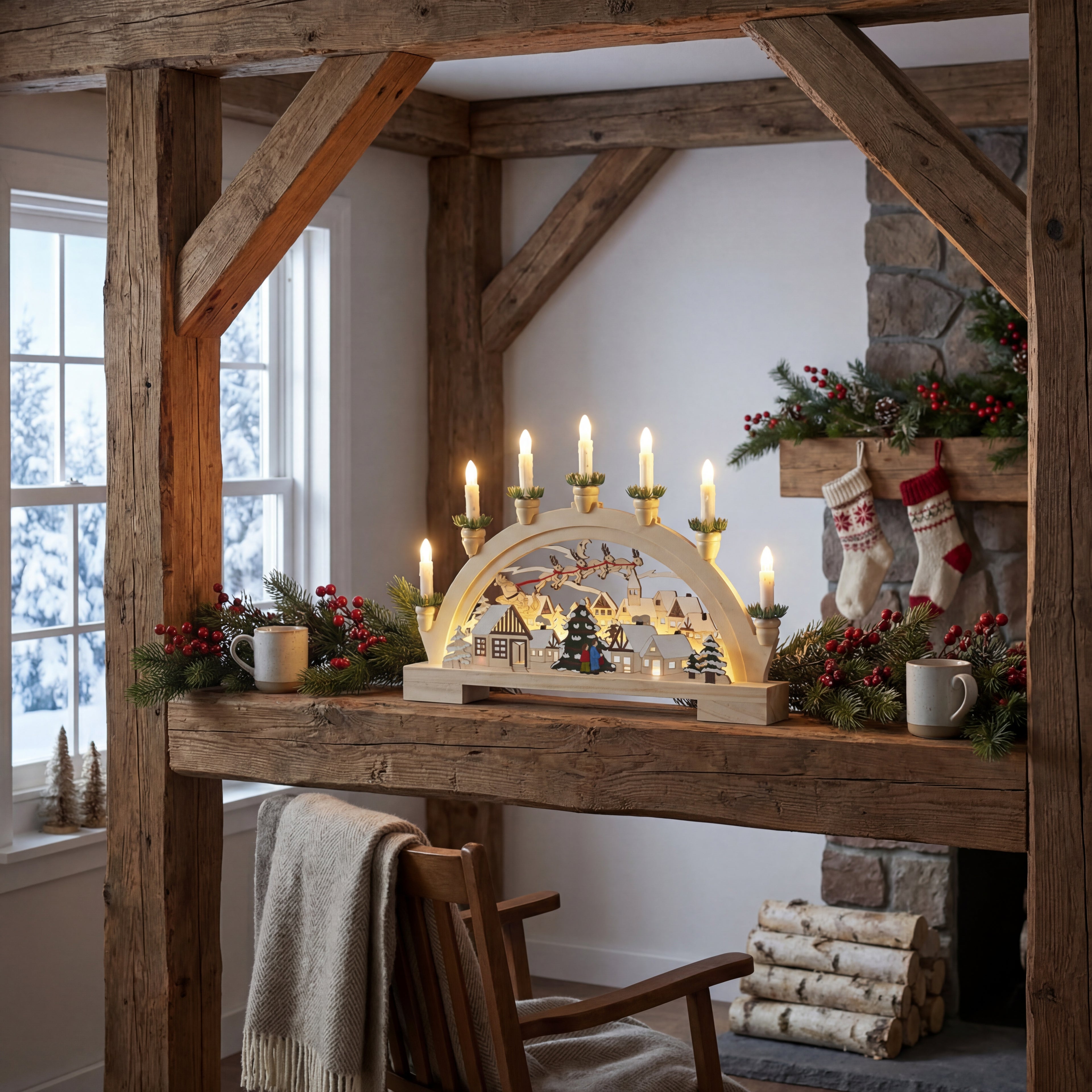 Wooden Christmas Candle Holder-Christmas Decor-GloBrite-DREIBACH