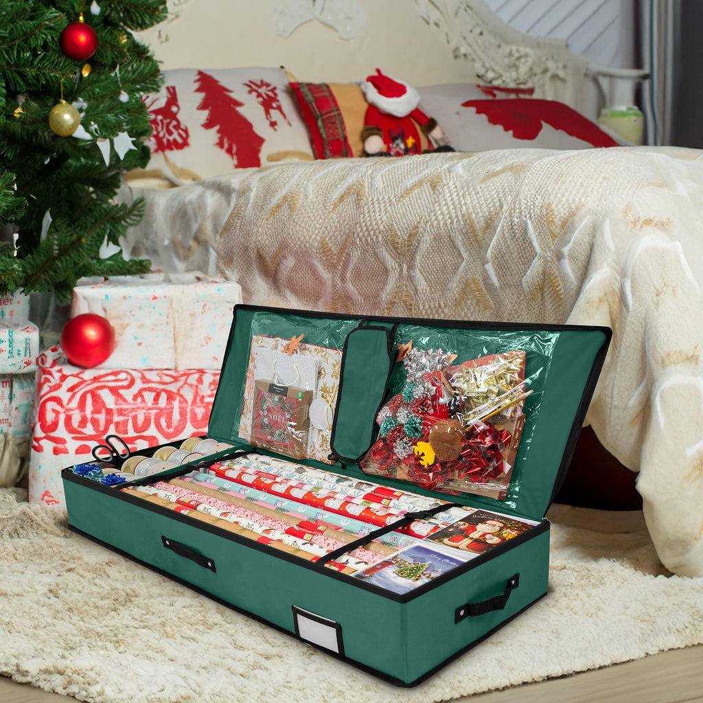 Wrapping Paper Storage Bag-Christmas Decor-Pelle & Sol-Green-DREIBACH