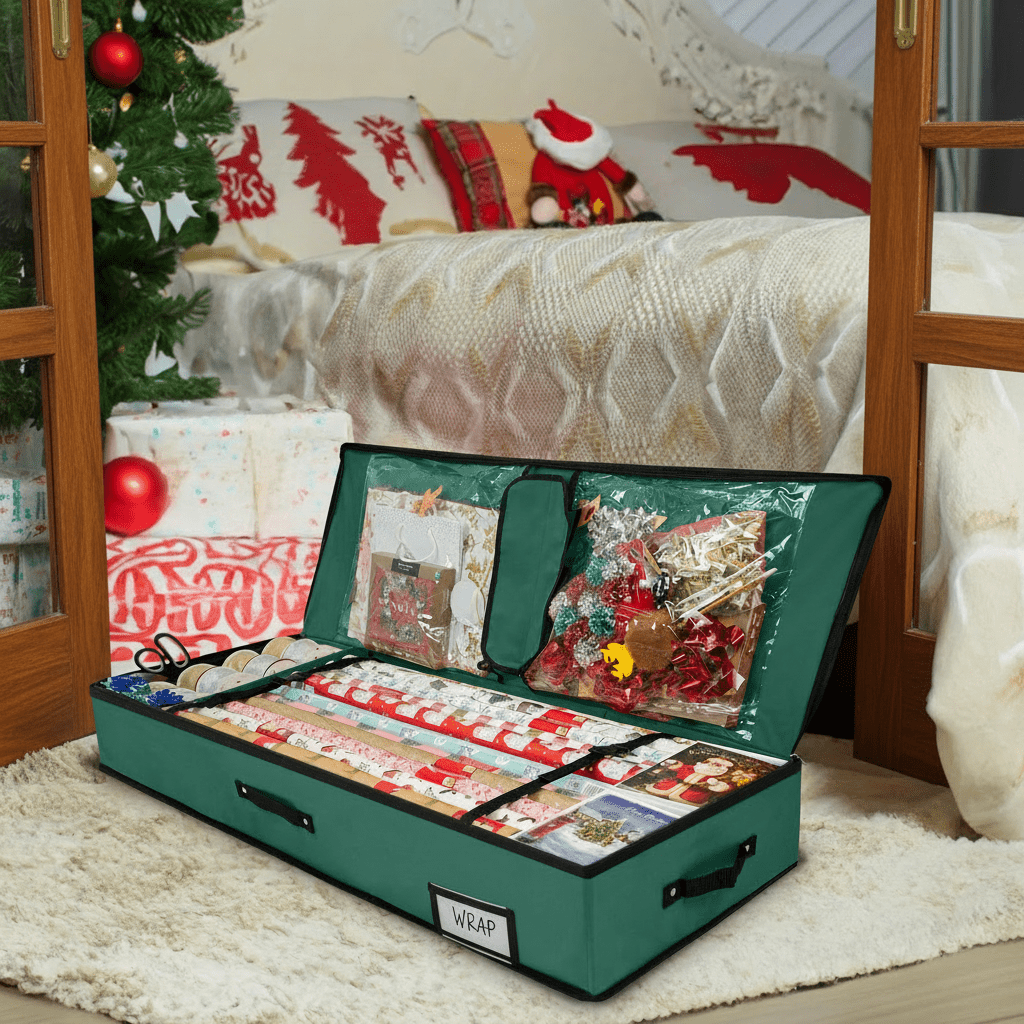 Wrapping Paper Storage Bag-Christmas Decor-Pelle & Sol-Red-DREIBACH