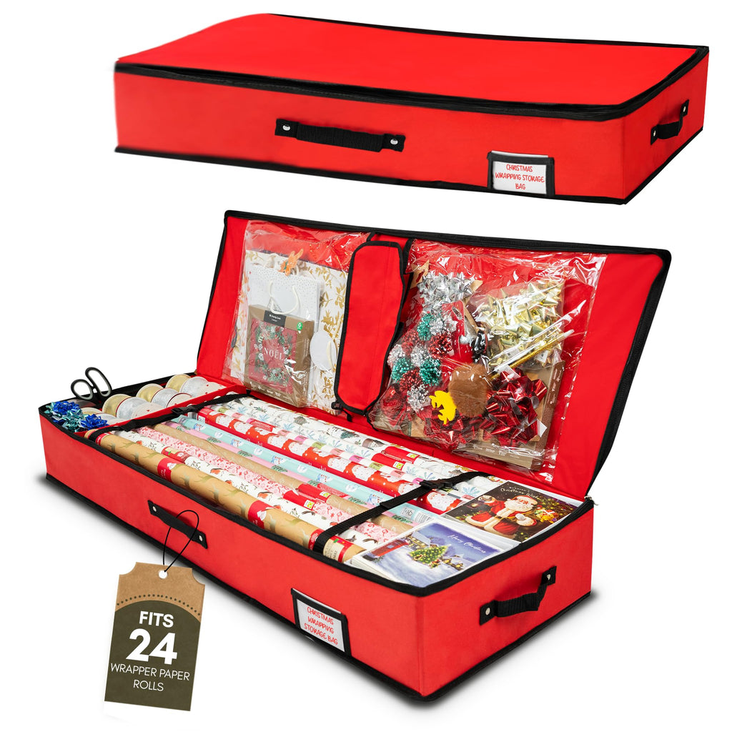 Wrapping Paper Storage Bag-Christmas Decor-Pelle & Sol-Red-DREIBACH